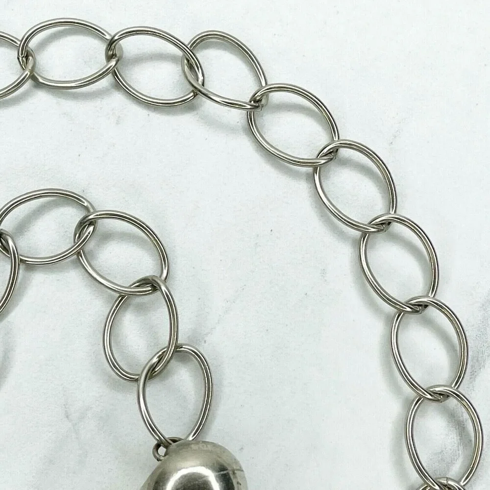 Silver Tone Simple Ball Charm Metal Chain Link Belt Extra Small/Small (XS/S) ✨